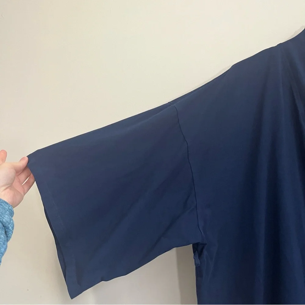Storq Kimono Cardigan Maternity Sz 4 4X Navy Open Front Nursing Lounge (No Belt)